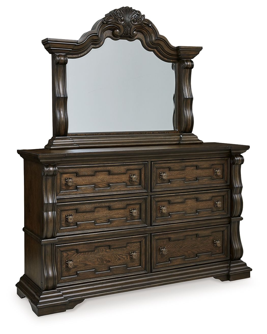 dark brown bedroom dresser Rustic Style 1Pc Of 6X Drawers Black Metal Hardware it combines durability Maylee - Dresser And Mirror