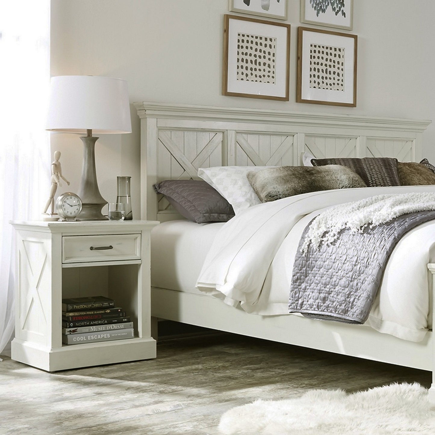 Seaside Lodge - 2 Piece Bedroom Set (King Headboard And Nightstand) - White