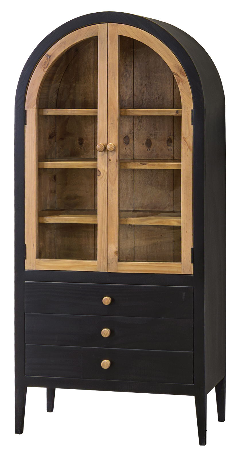 Brownfield - Curved Display Cabinet - Black / Driftwood