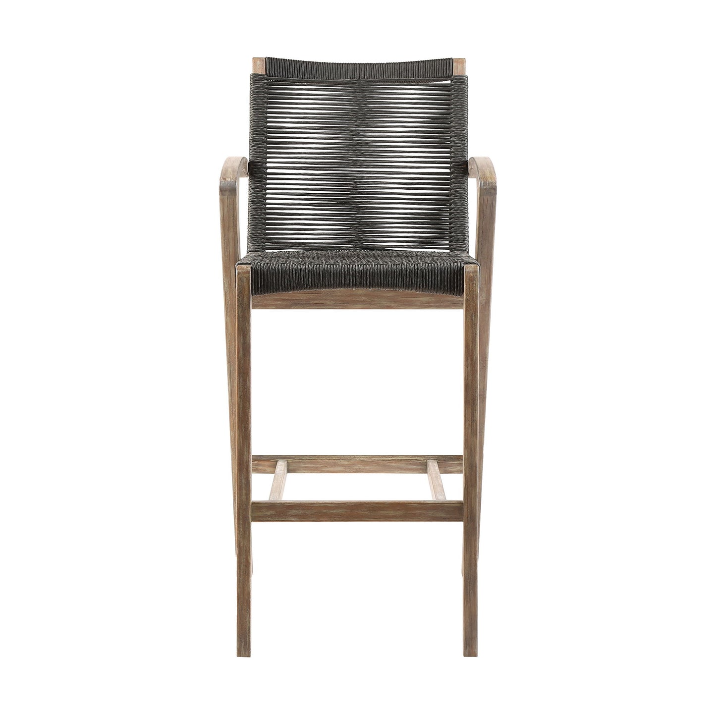 Brielle - Outdoor Light Eucalyptus Wood And Charcoal Rope Counter Height Stool Set