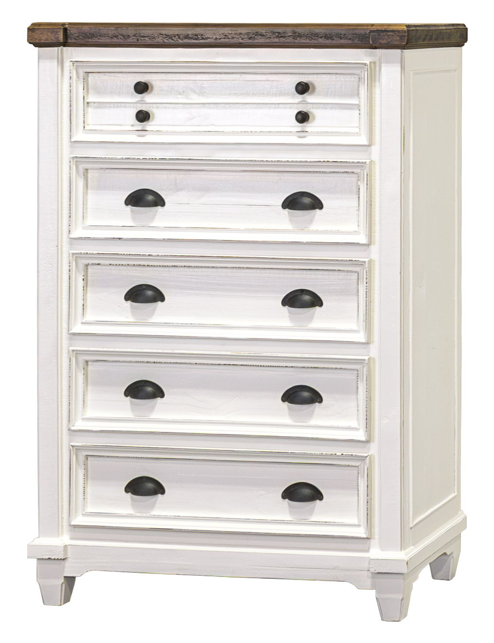 Amelia - 6-Drawers Chest - Aged White / Warm Coffee