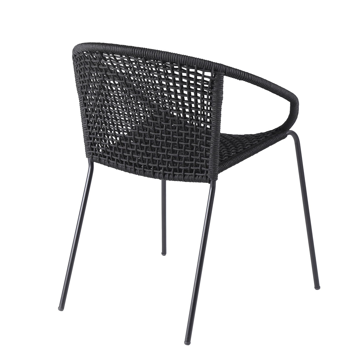 Sydney And Snack - 3 Piece Outdoor Patio 36" Dining Set - Black Eucalyptus Wood And Black Rope