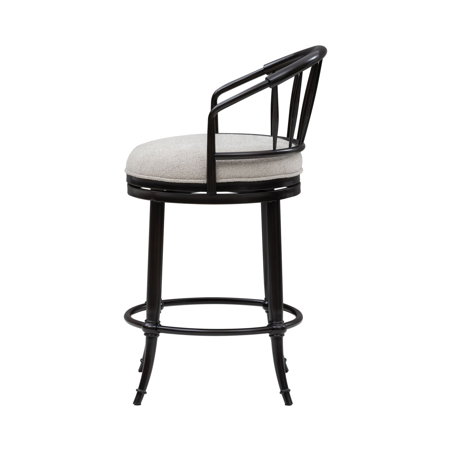Luther - Commercial Grade Steel Frame Fabric Upholstered Swivel Counter Height Barstool