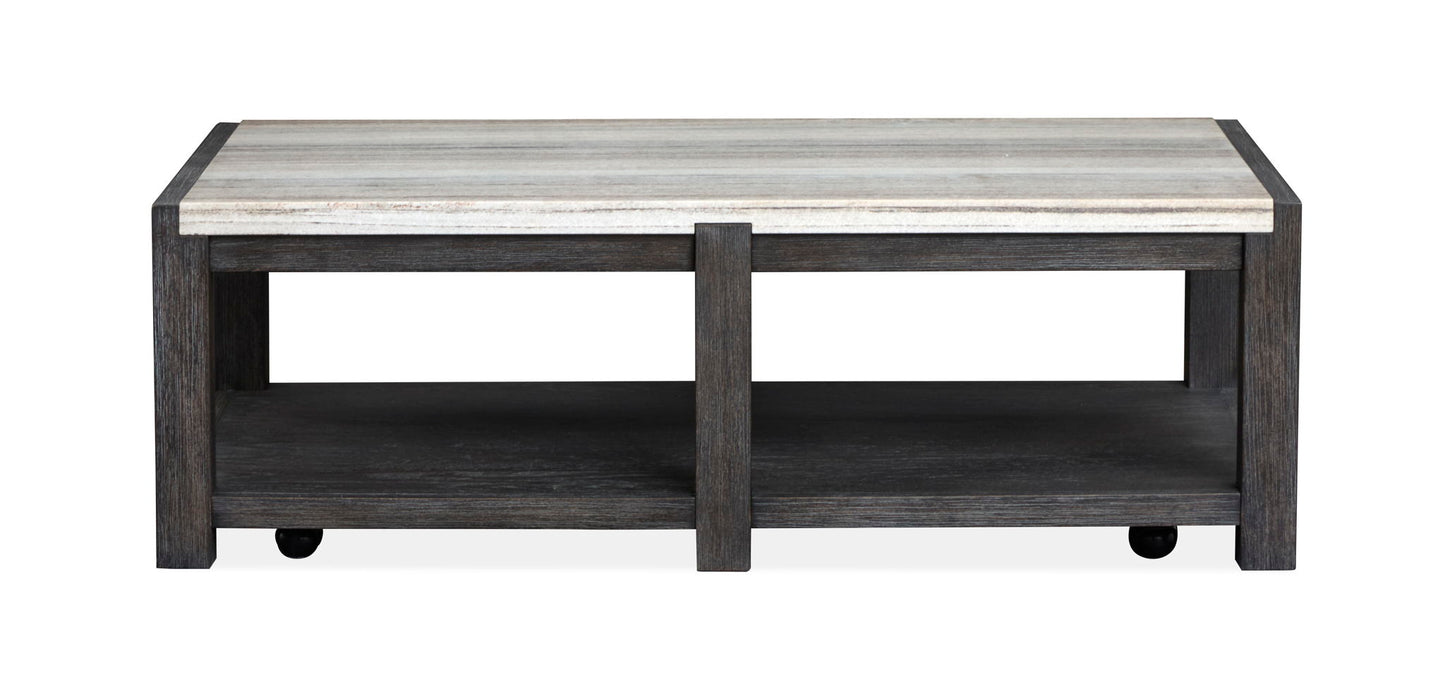 Plum Creek - Rectangular Cocktail Table With Casters - Ravenwood Black