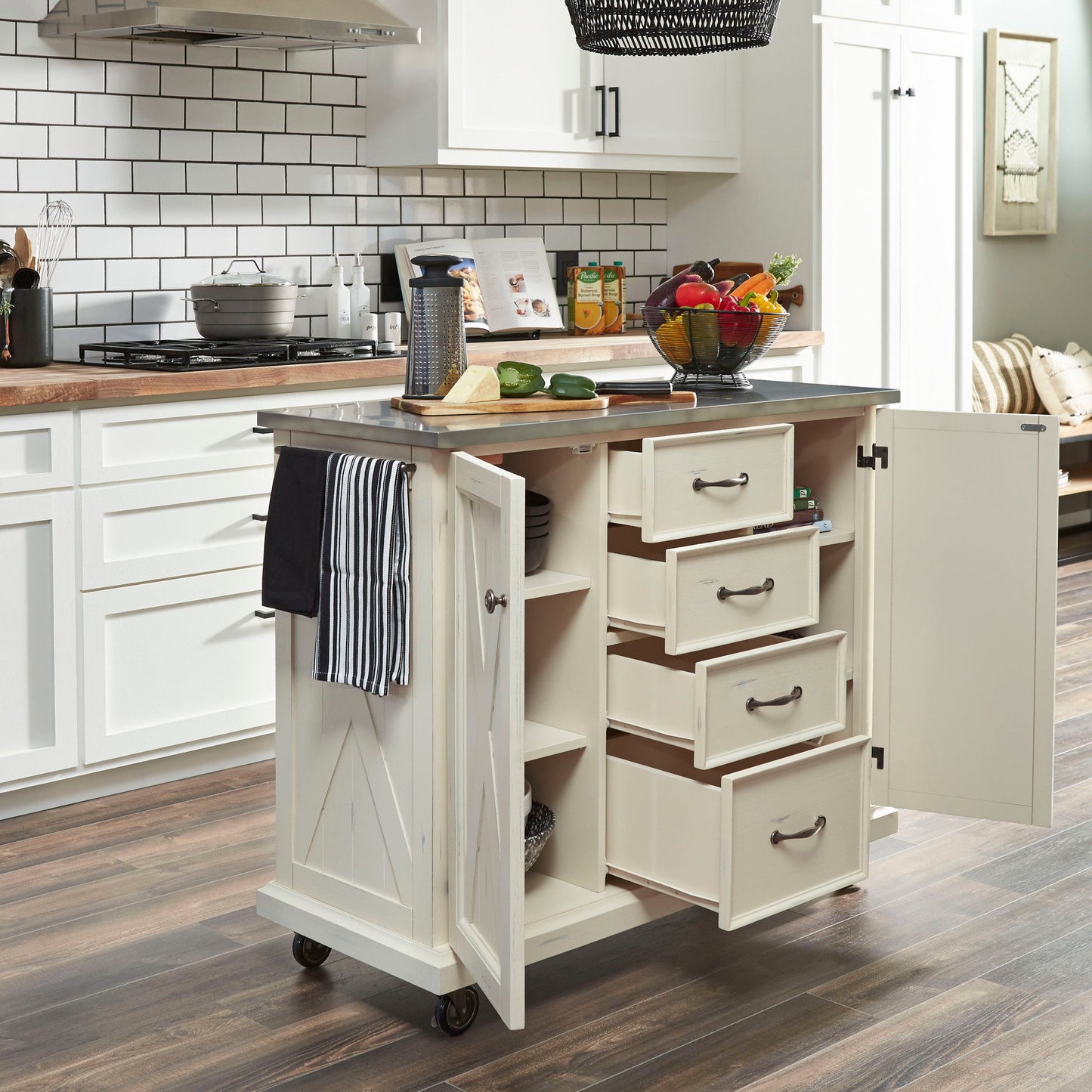 Bay Lodge - Wood Kitchen Cart - White