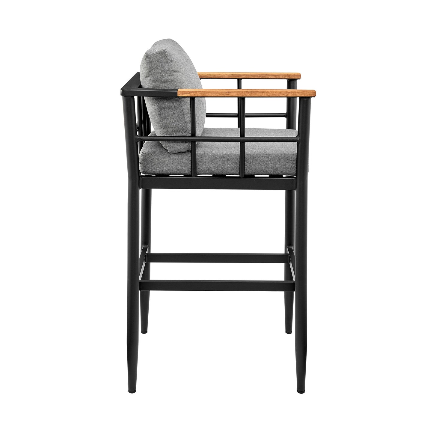 Orlando - Outdoor Patio 5-Piece Bar Table Set In Aluminum With Gray Cushions