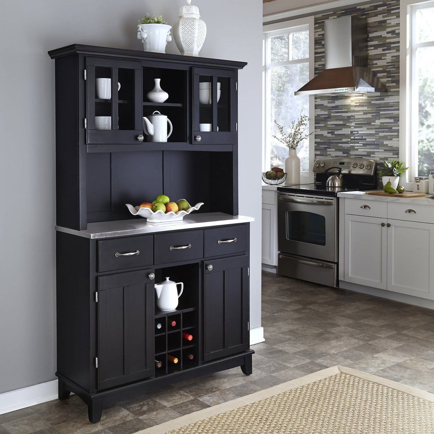 Buffet Of Buffets - Buffet With Hutch Stainless Steel Top