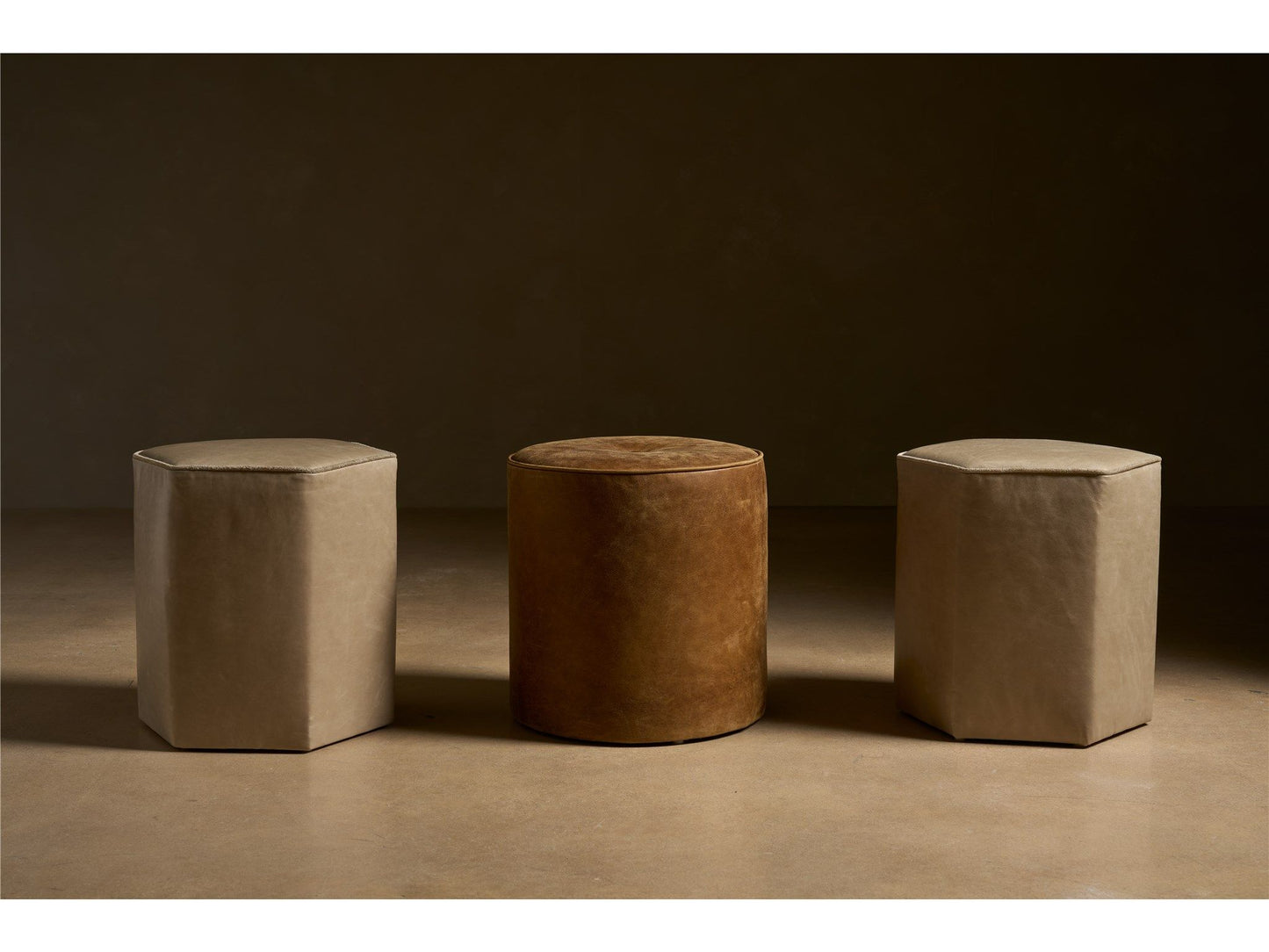Gemma - Round Ottoman, Special Order - Dark Brown