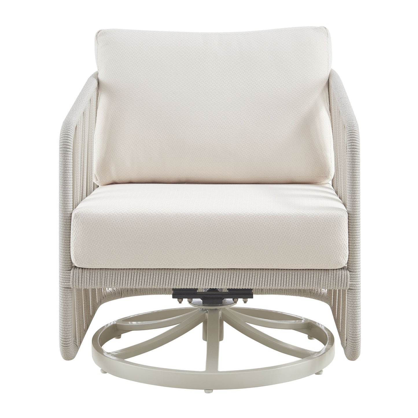 Breeze - Cream Metal Outdoor Swivel Lounge Chair With Cushions - Pearl
