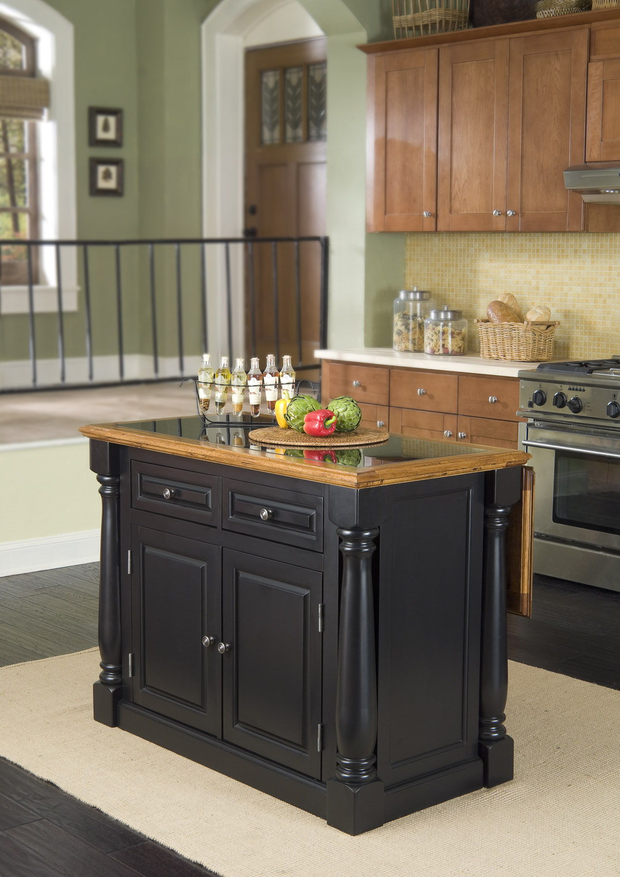 Monarch - Wood Kitchen Island With Granite Top