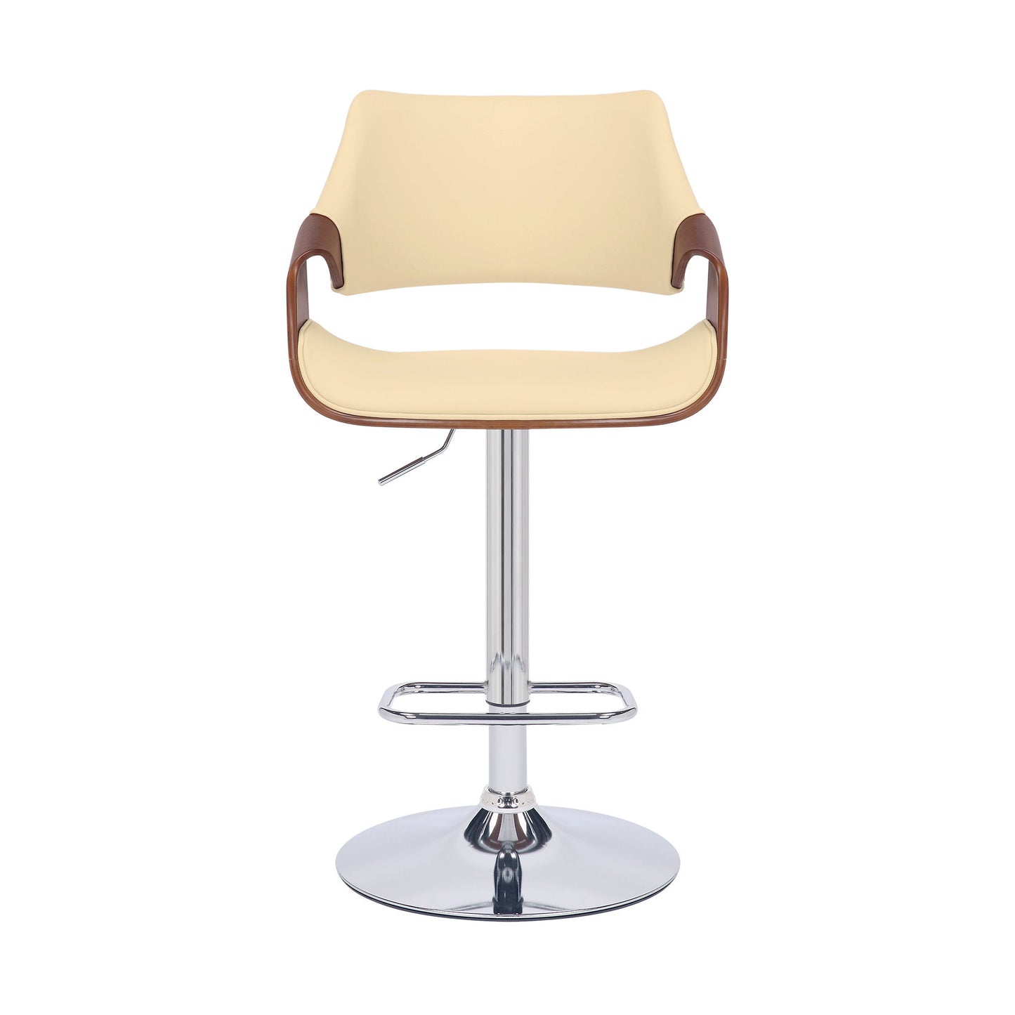 Aspen - Adjustable Swivel Bar Stool With Chrome Base - Cream / Walnut