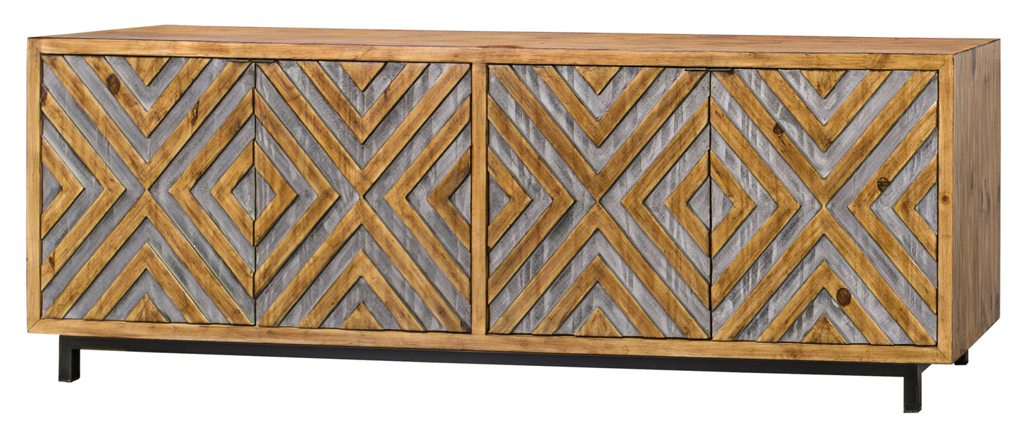 Westside - Console With 4 Doors - Pecan / Silver