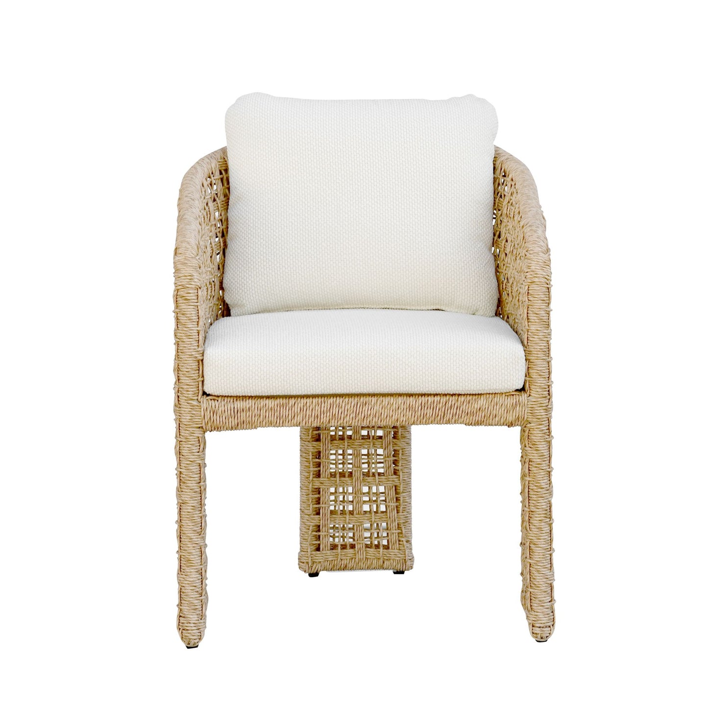 Driftbay - 7-Piece Coastal Rope Outdoor Dining Set - White / Natural