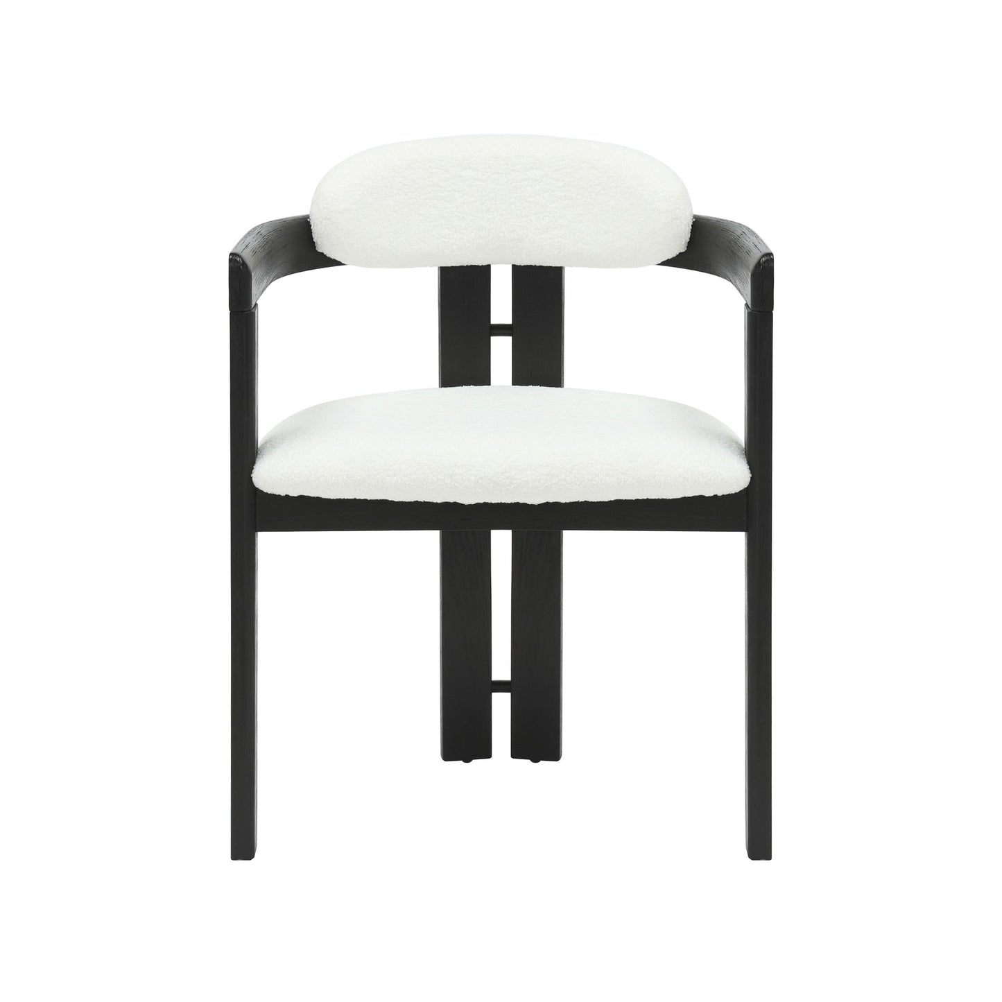 Jazmin - Curved Back Wood Dining Chair With Boucle Fabric Seat Set