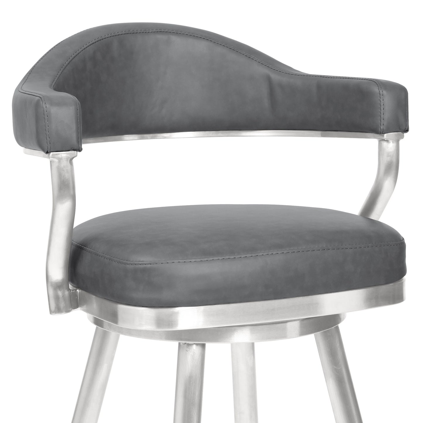 Justin - 26" Counter Height Swivel Vintage Bar Stool - Gray / Brushed