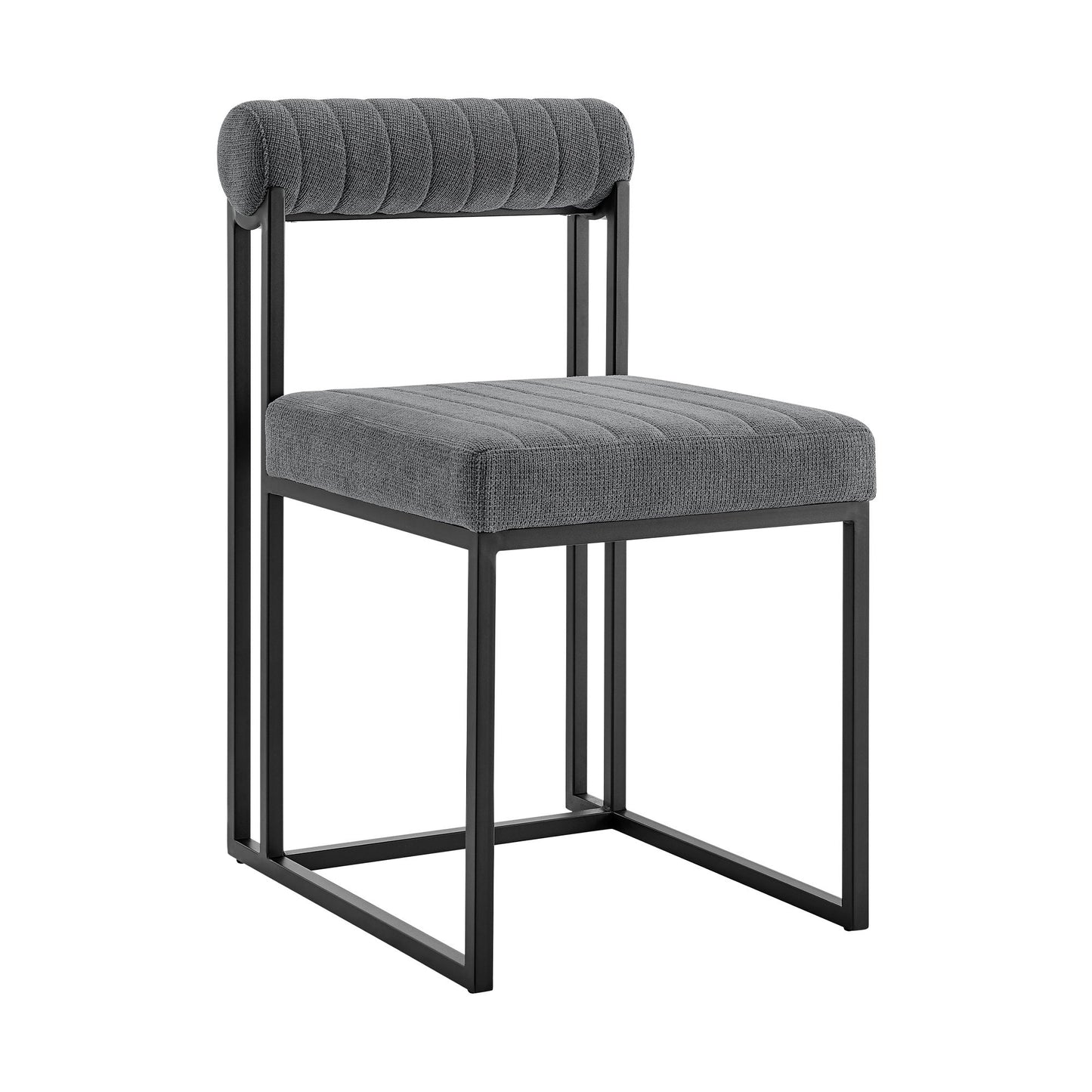 Joana Anastasia - 5 Piece Round Dining Table Set - Matte Black / Anchor Gray