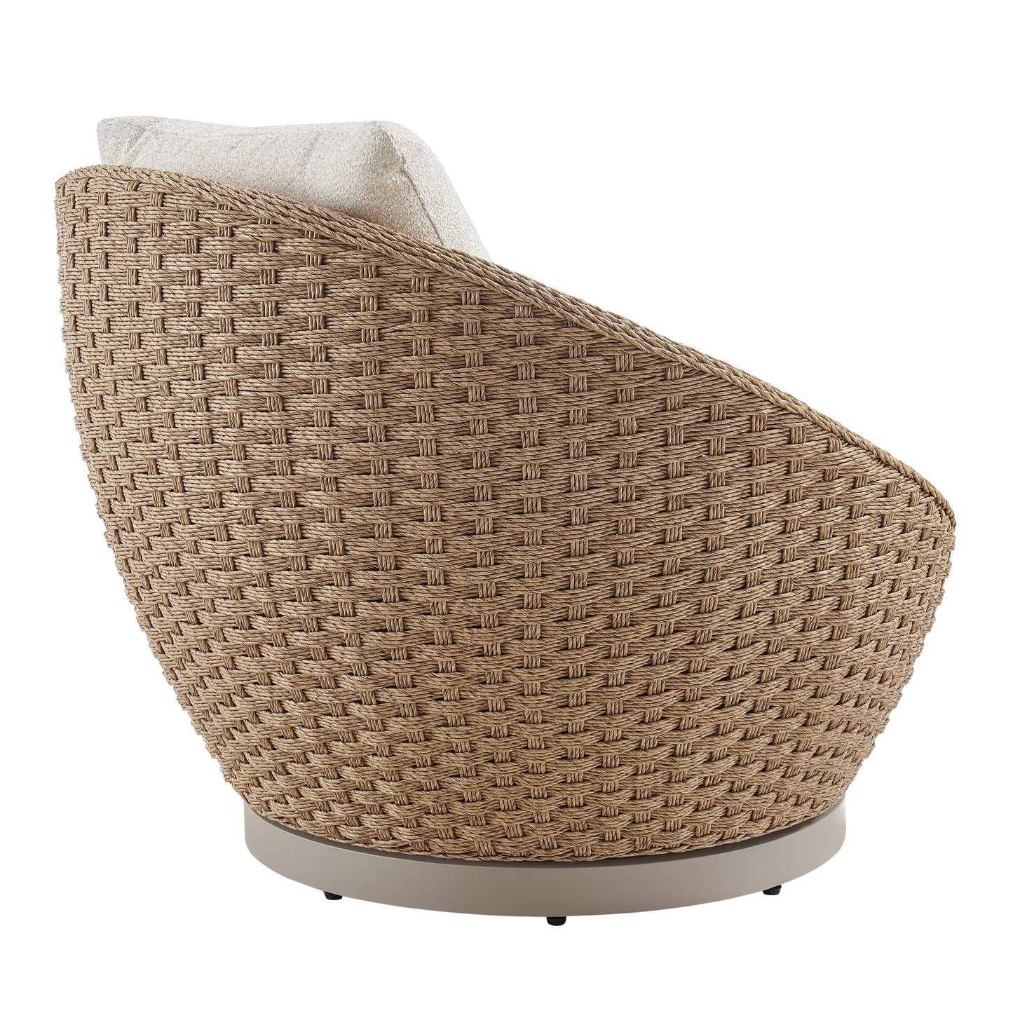 Kobalt - Metal Outdoor Swivel Lounge Chair With Cushions - Boucle White / Natural