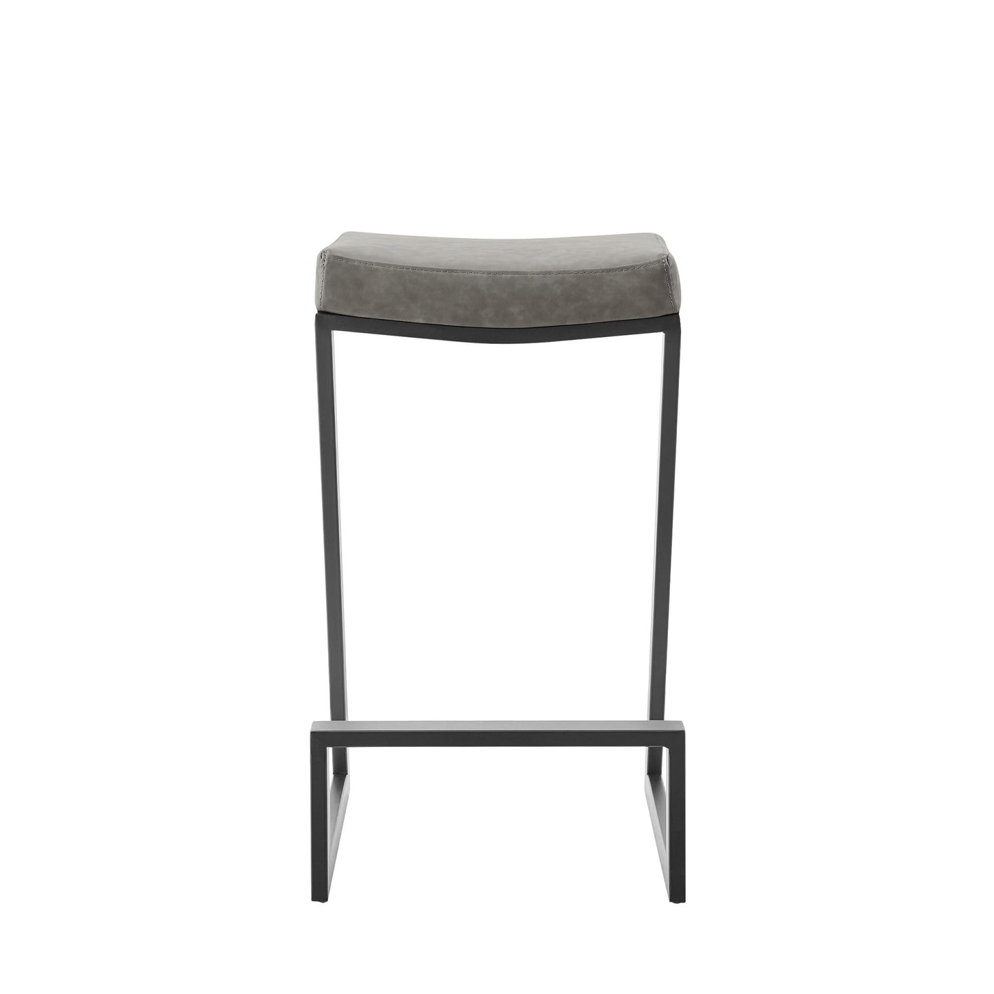 Atlantis - 30" Vintage Backless Bar Stool - Matte Black / Gray