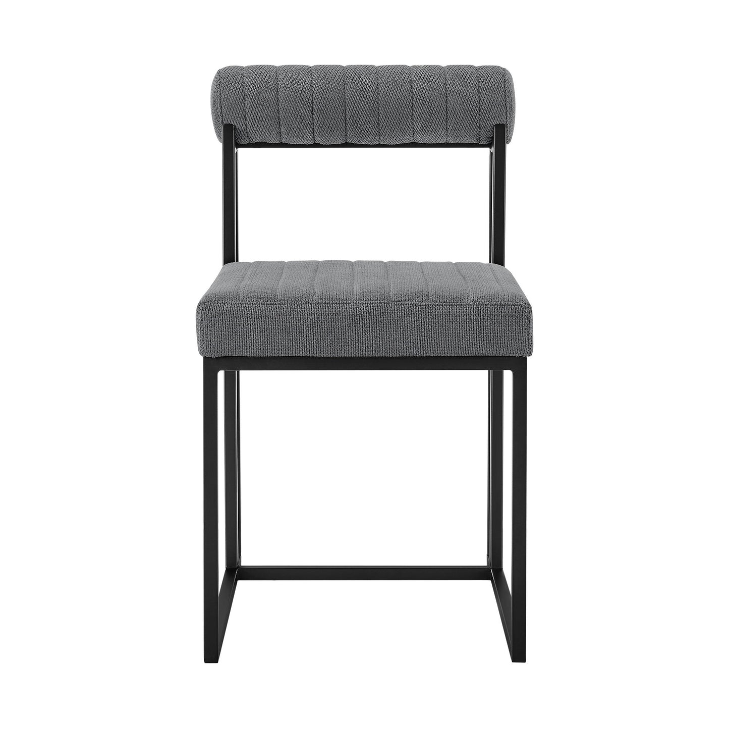 Devi Anastasia - 5 Piece Round Glass Dining Table Set - Matte Black / Anchor Gray