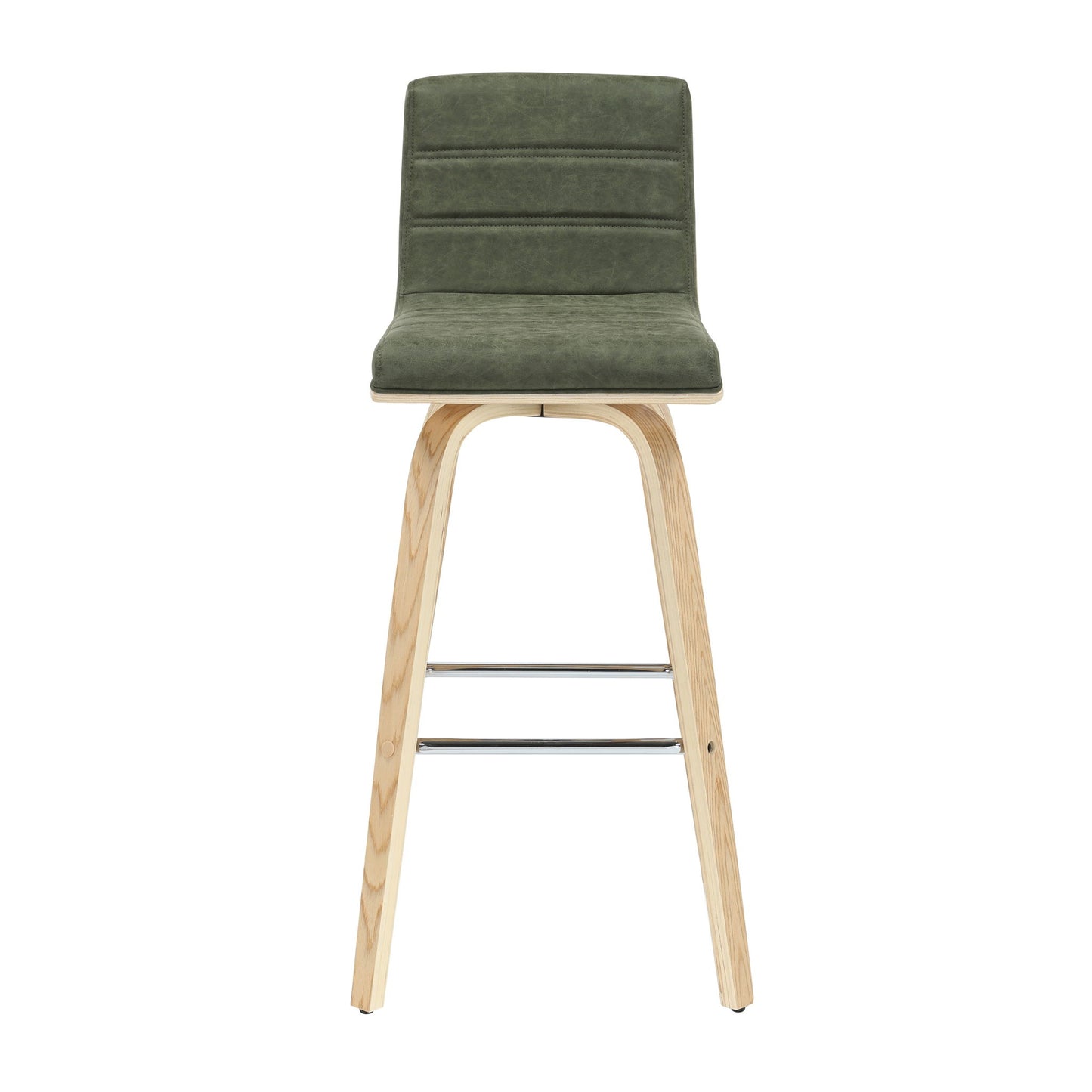Vienna - 39.5" Swivel Bar Height Square Back Wood Bar Stool With Faux Leather Seat