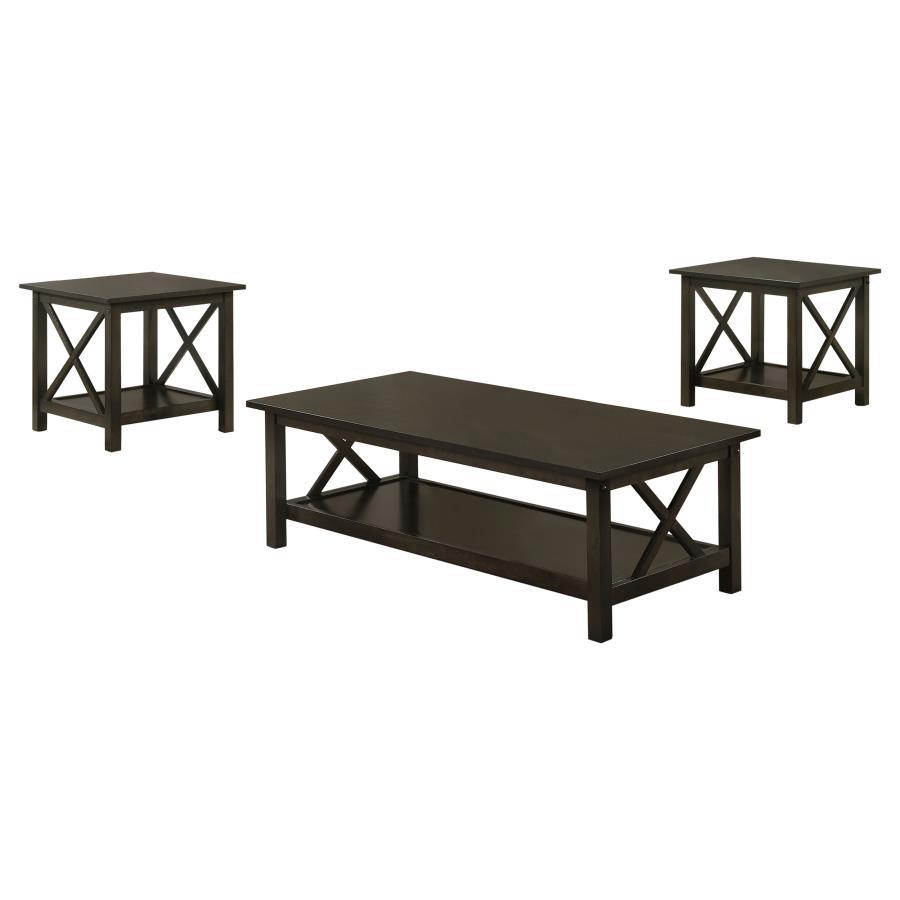 Rachelle - 3 Piece Rectangular Coffee Table Set - Deep Merlot