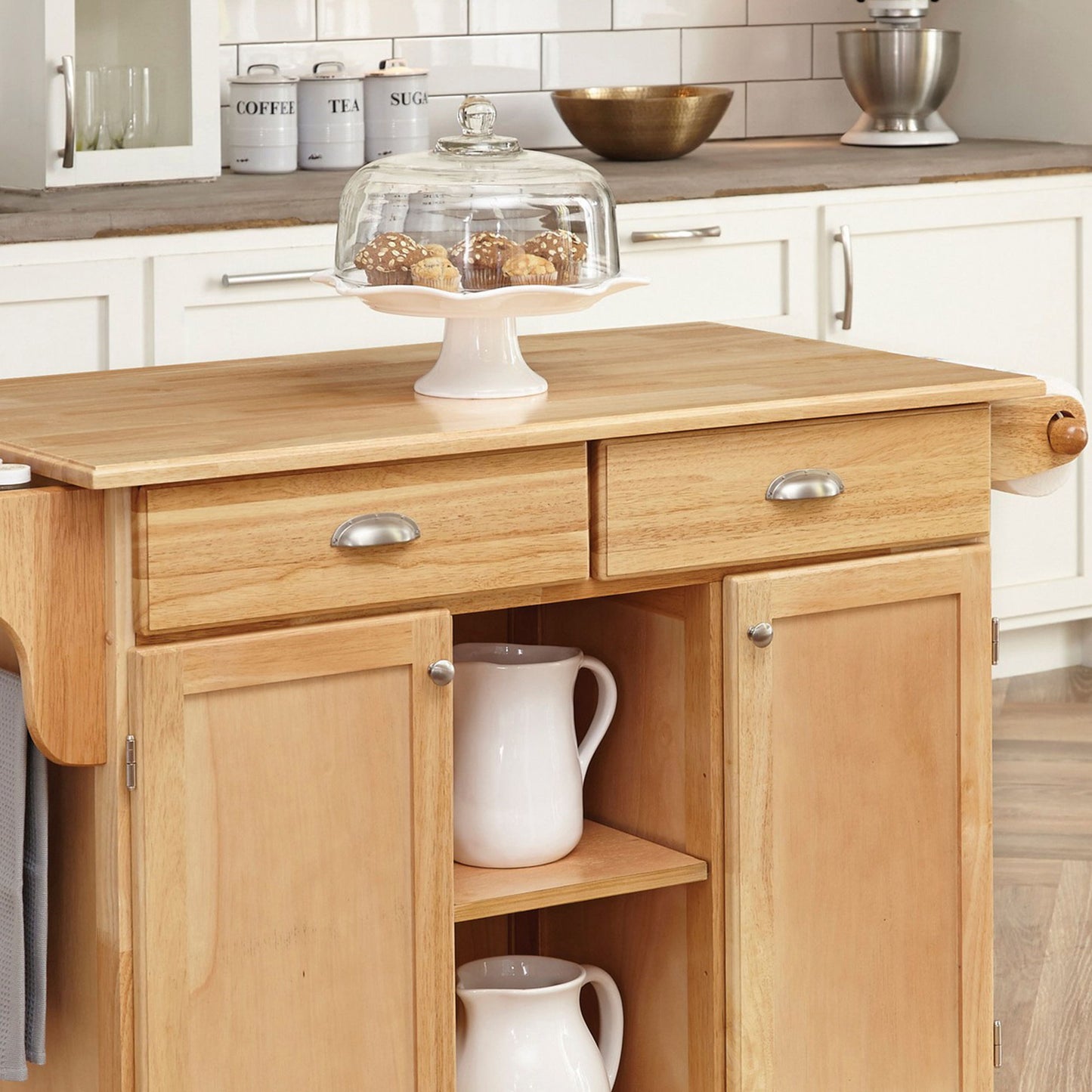 General Line - 35" Wood Kitchen Cart - Light Brown