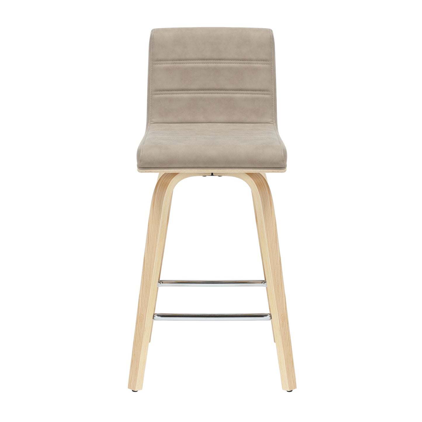 Vienna - 35.5" Swivel Counter Height Square Back Wood Bar Stool With Faux Leather Seat