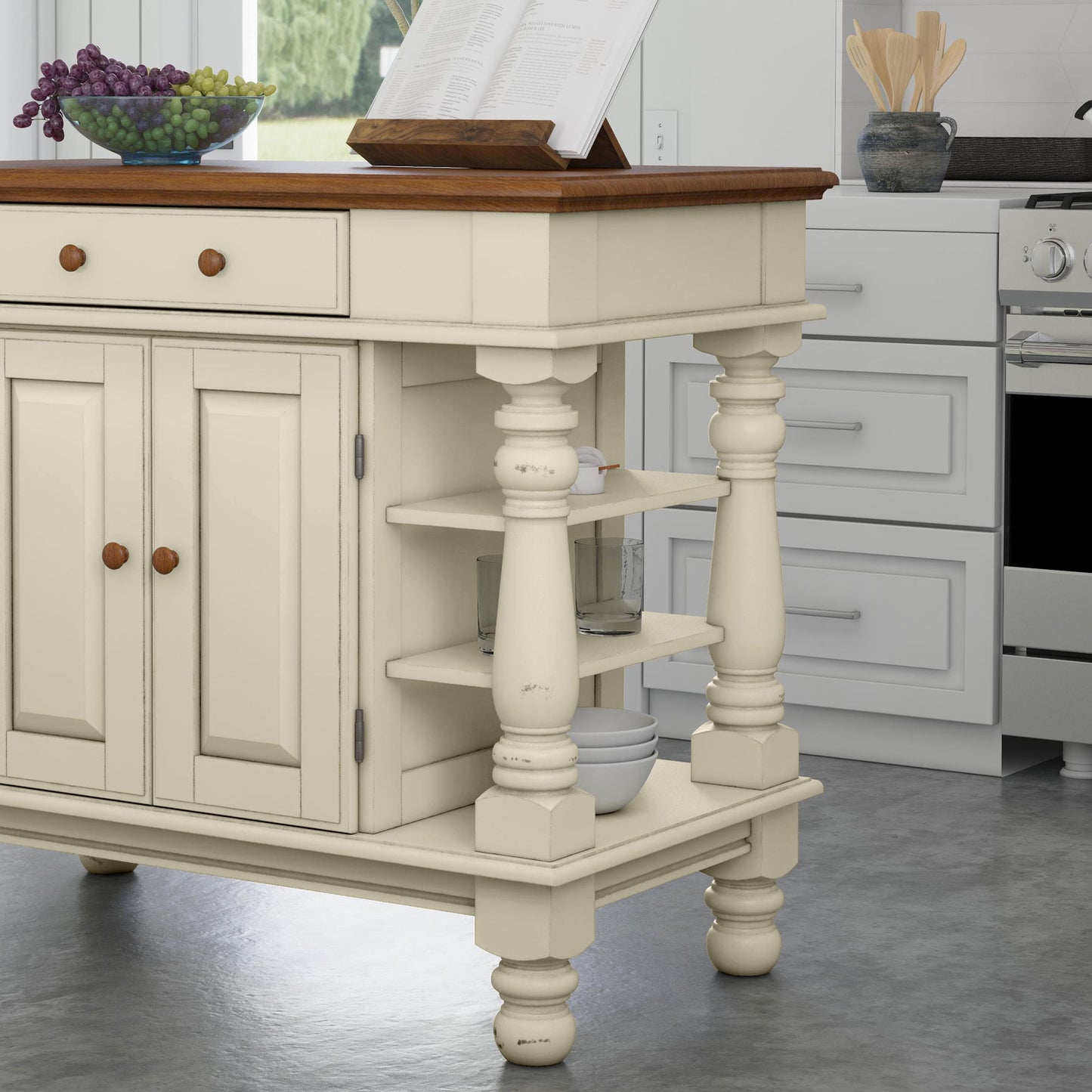 Montauk - Kitchen Island - Wood - White