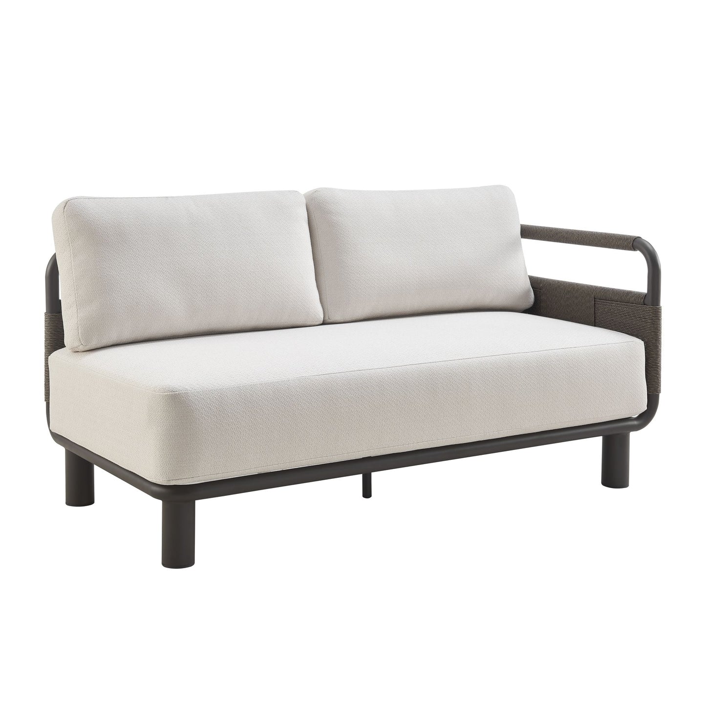 Brampton - Metal Outdoor Sectional With Cushions - Gray / Off White