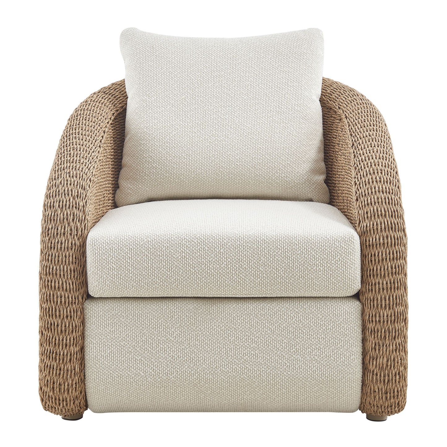 Pavilion - 2-Piece Powder Coated Metal Outdoor Conversation Set With Cushions - Boucle White / Natural