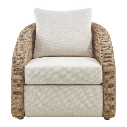 Pavilion - 2-Piece Powder Coated Metal Outdoor Conversation Set With Cushions - Boucle White / Natural