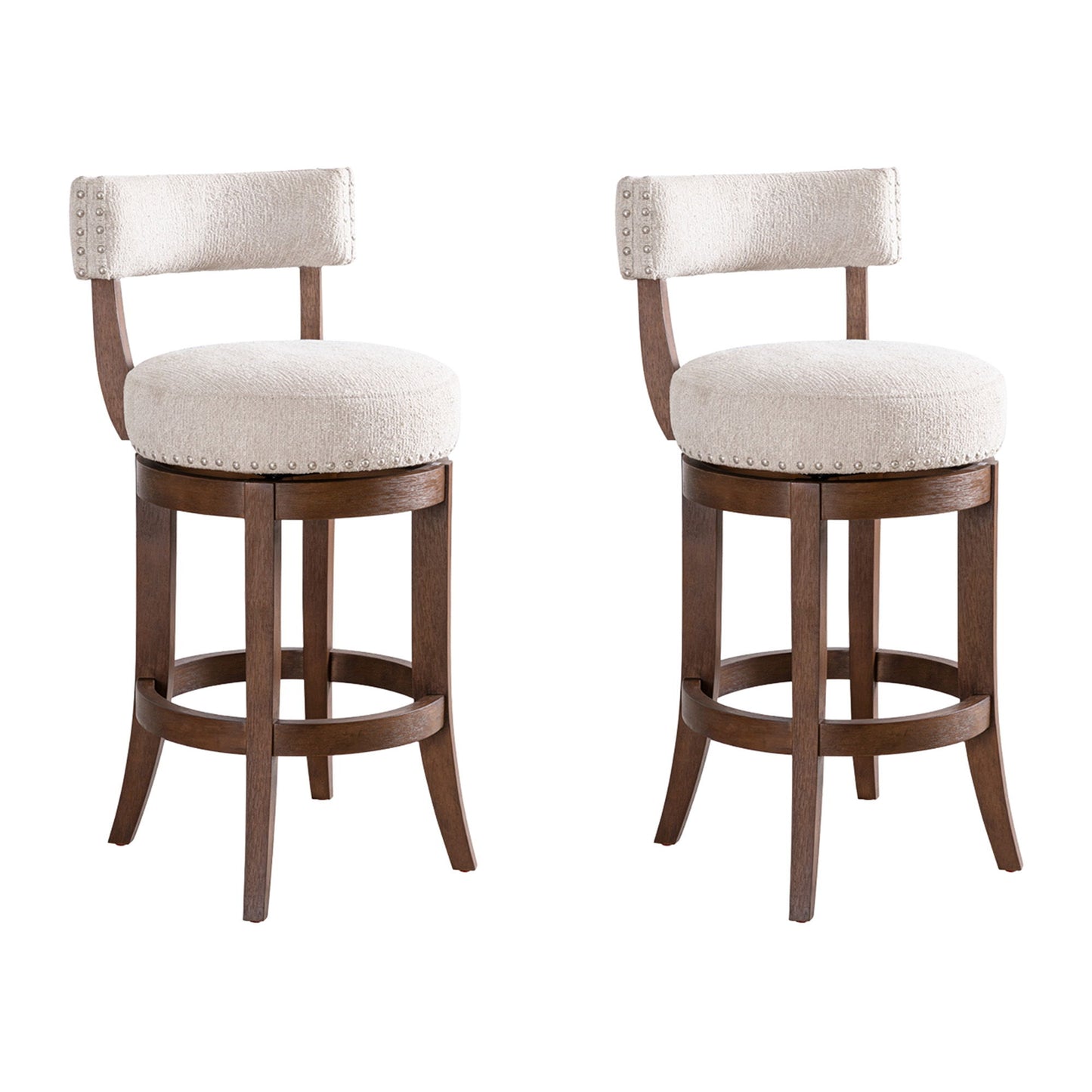 Mystic - Solid Wood Upholstered 26" Counter Height Swivel Barstool