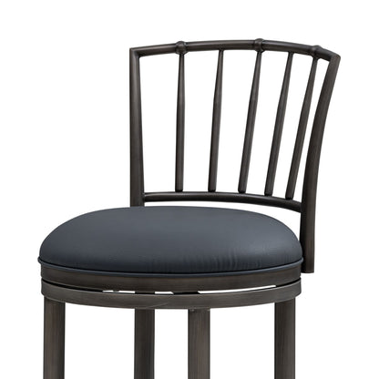 Vince - Commercial Grade Steel Frame Faux Leather Upholstered Swivel Counter Height Barstool