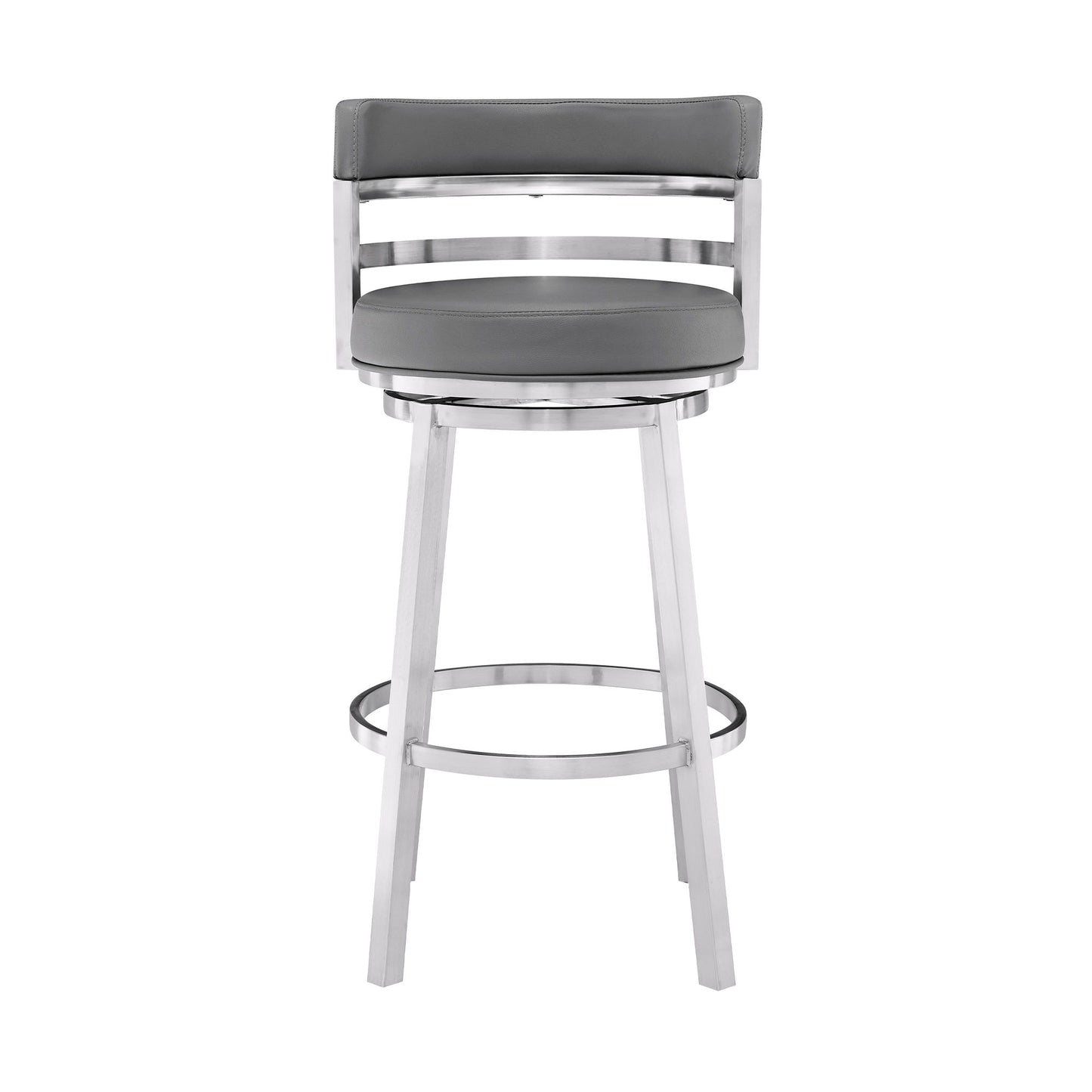 Titana - Swivel Faux Leather And Brushed Stainless Steel Bar Stool