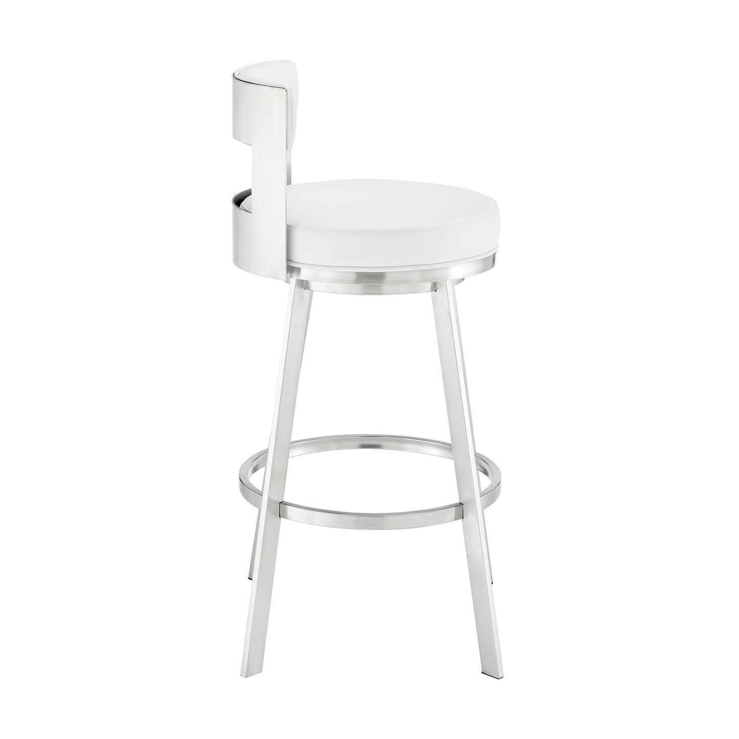 Lynof - Swivel Bar Stool - Brushed Stainless Steel Finish