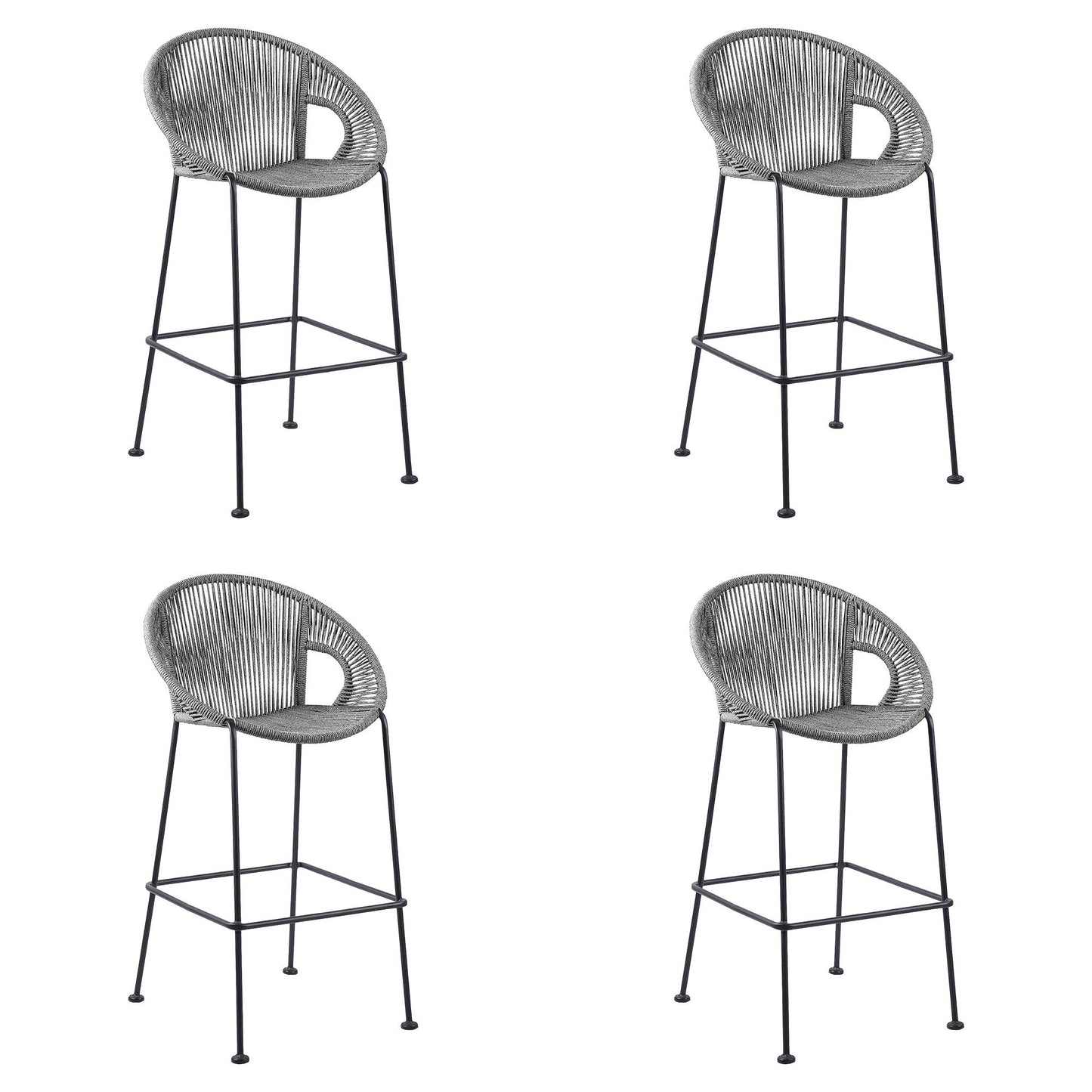Acapulco - 30" Indoor Outdoor Steel Bar Stool With Rope Set of 2