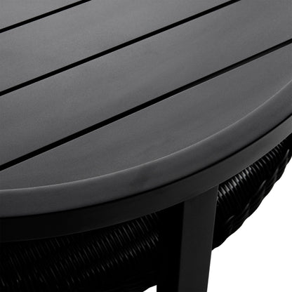 Grand - Aluminum Outdoor Round Conversation Table With Wicker Shelf - Black