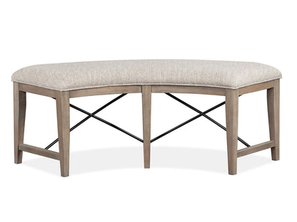 Paxton Place - Curved Bench With Upholstered Seat - Dovetail Gray