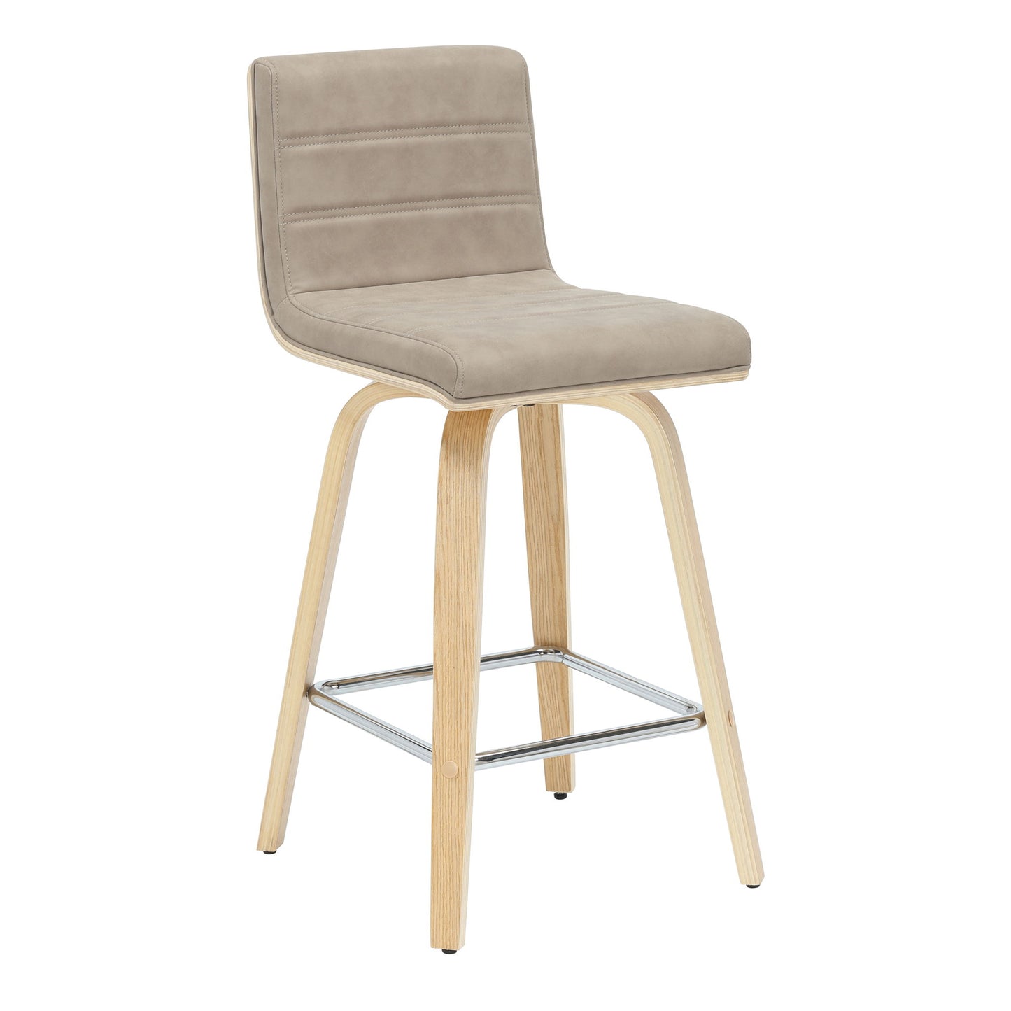 Vienna - 35.5" Swivel Counter Height Square Back Wood Bar Stool With Faux Leather Seat