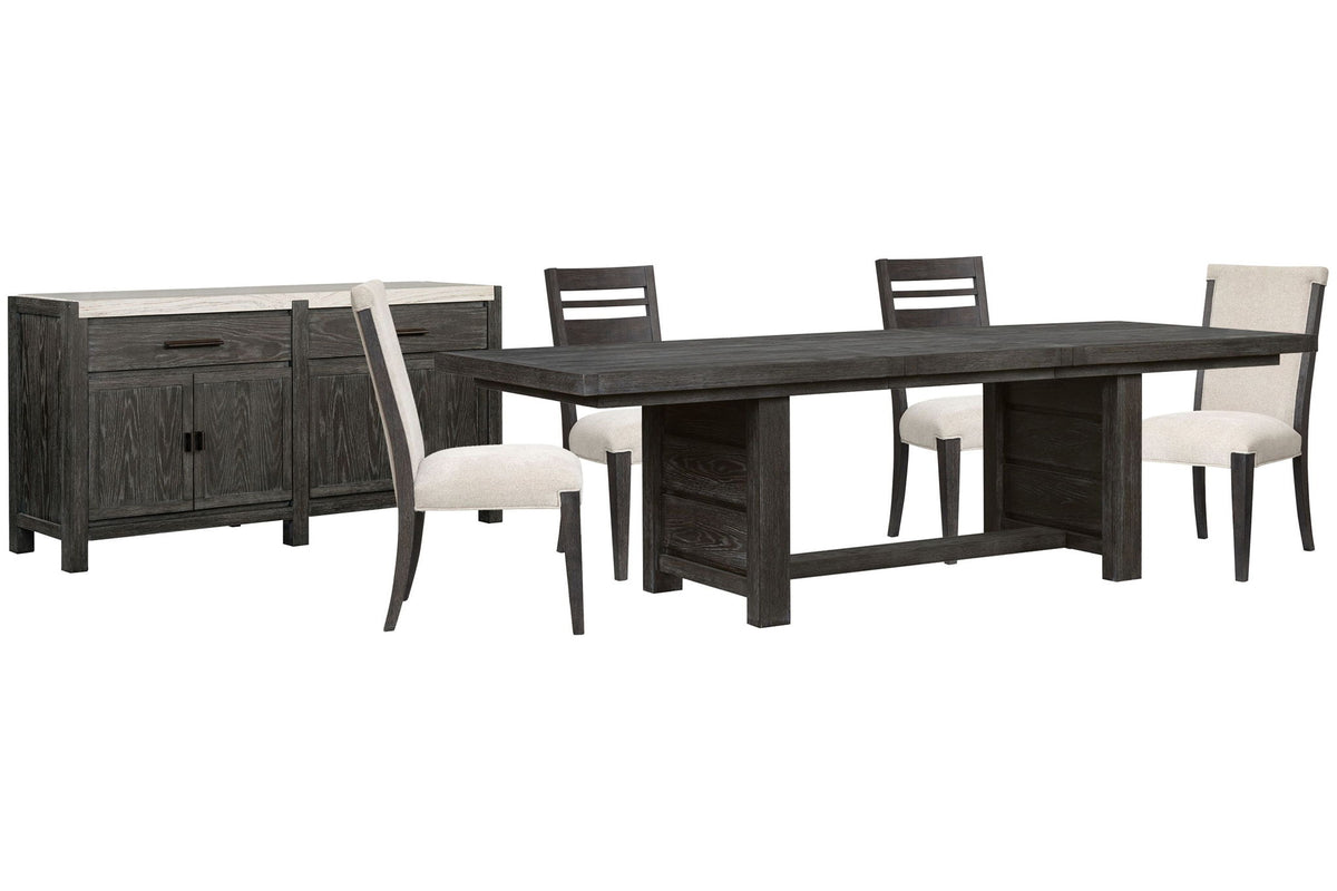 Plum Creek - 6 Piece Extendable Trestle Dining Table Set