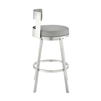Lynof - Swivel Bar Stool - Brushed Stainless Steel Finish