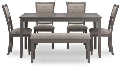 Wrenning - Dining Room Table Set (Set of 6) - Gray