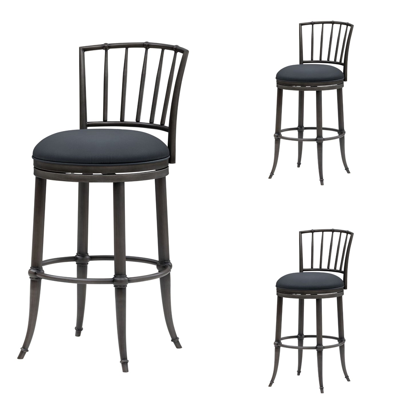 Vince - Commercial Grade Steel Frame Faux Leather Upholstered Swivel Bar Height Barstool