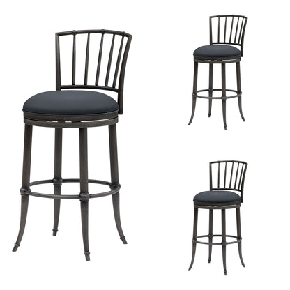 Vince - Commercial Grade Steel Frame Faux Leather Upholstered Swivel Bar Height Barstool