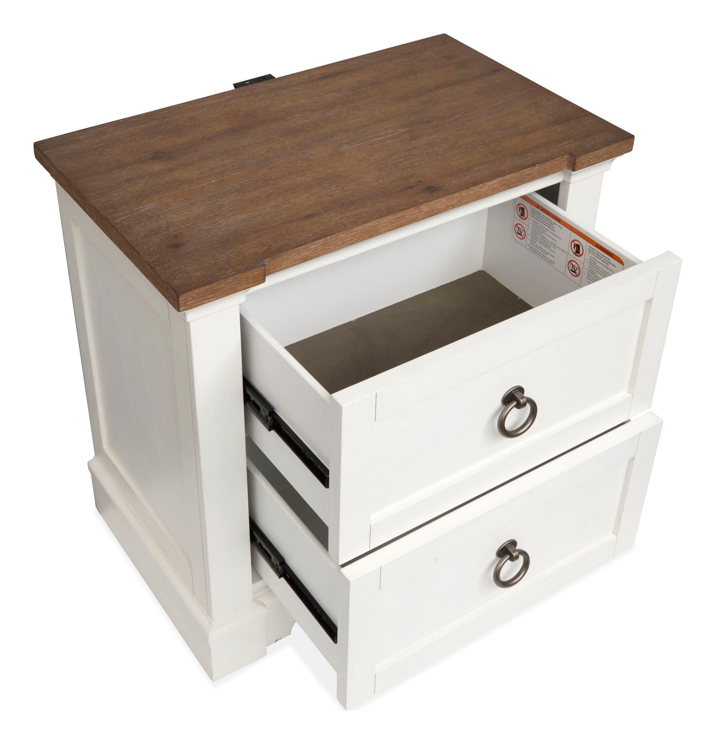 Kingston - Drawer Nightstand - Whisper White And Cerused Nutmeg