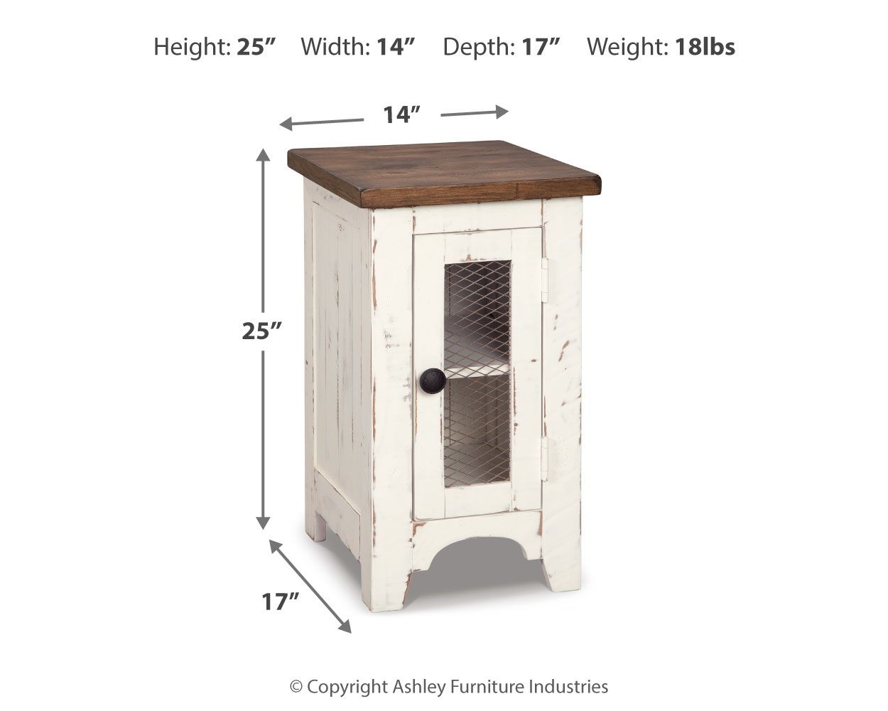 Wystfield - Chair Side End Table - White / Brown