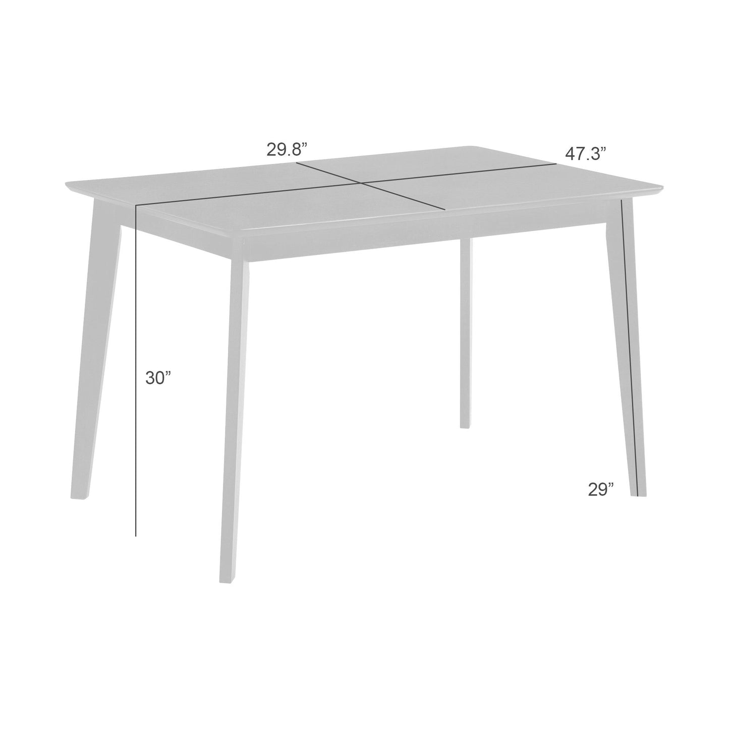Gina - Modern Wood 47" Flared Base Dining Table, Seats 4 - Walnut