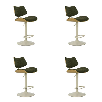 Leland - Adjustable Swivel Curved Back Wood Bar Stool With Faux Leather Seat