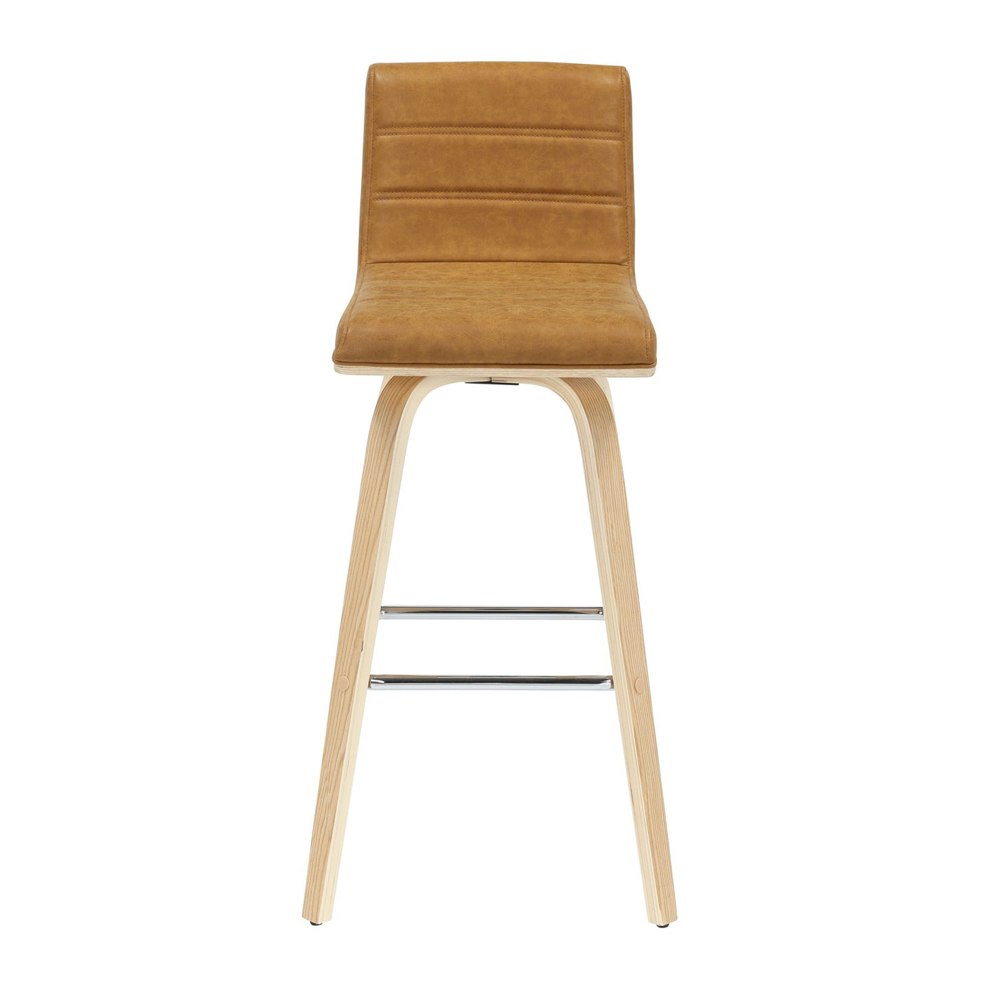 Vienna - 39.5" Swivel Bar Height Square Back Wood Bar Stool With Faux Leather Seat