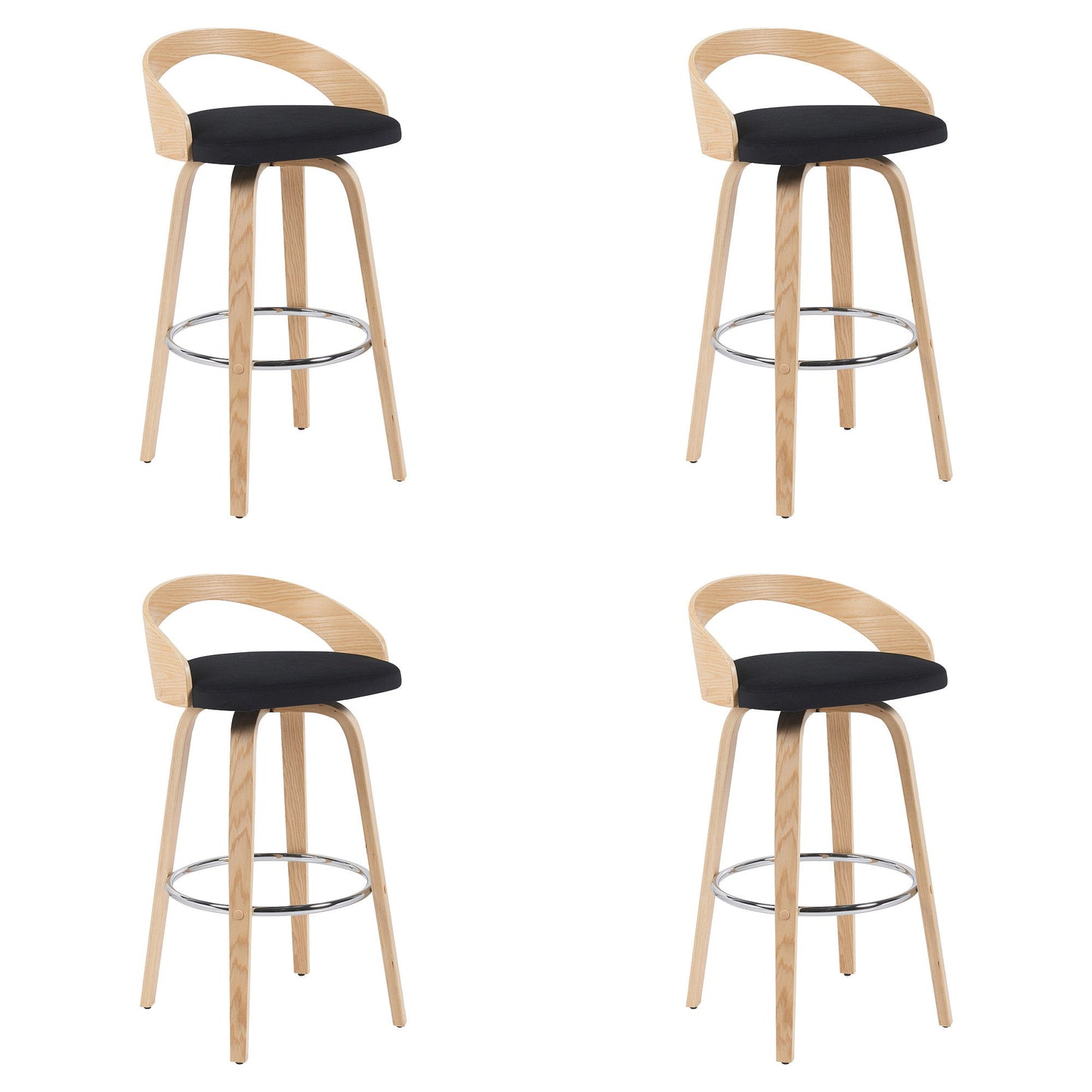 Sonia - Modern Swivel Bar Height Stool - Patterned Oak Wood Finish